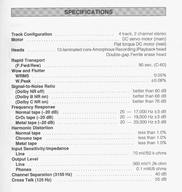 Yamaha KX-330 Specifications